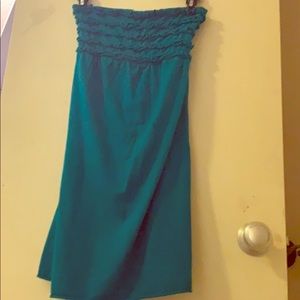 Blue strapless dress